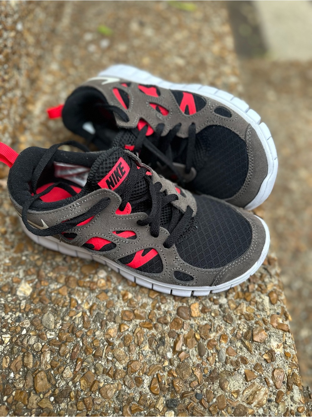 Nike Kids Sneakers in Black, Gray & Red Accent